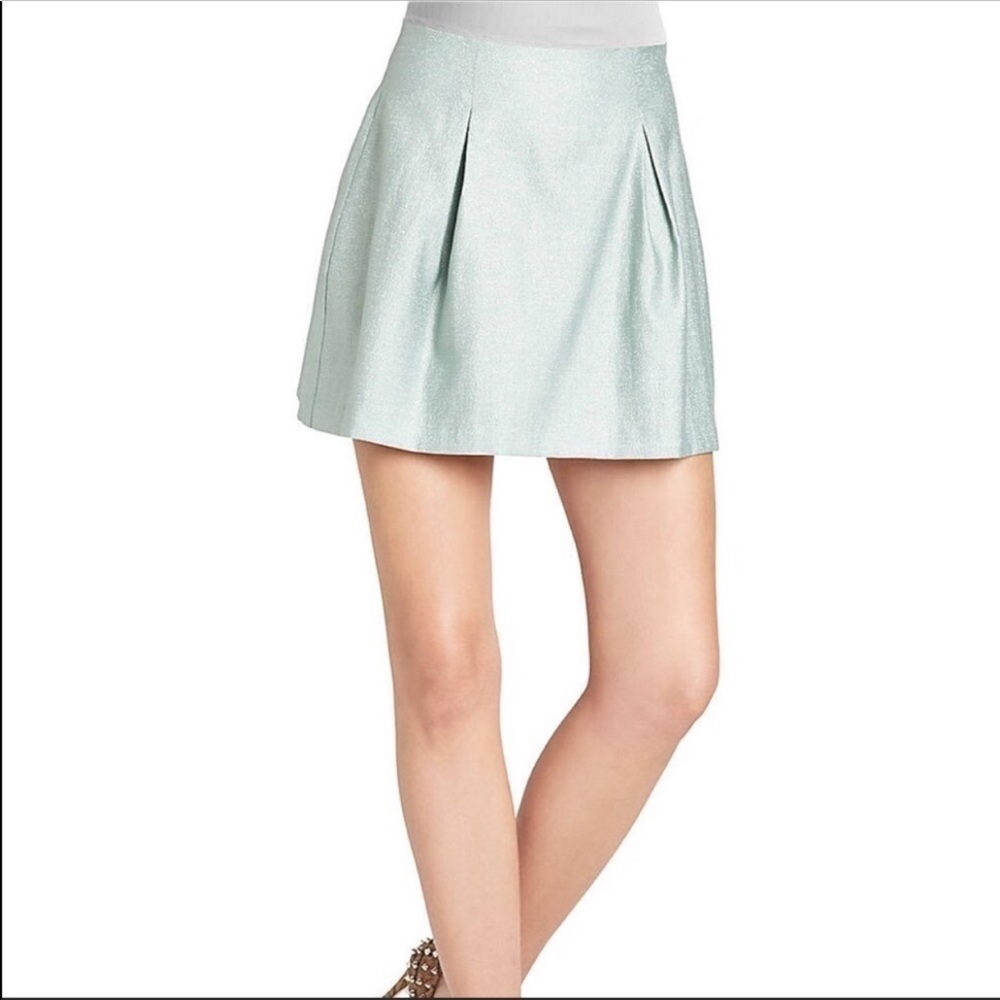 BCBG Sage Green Pleated Mini Skirt 10